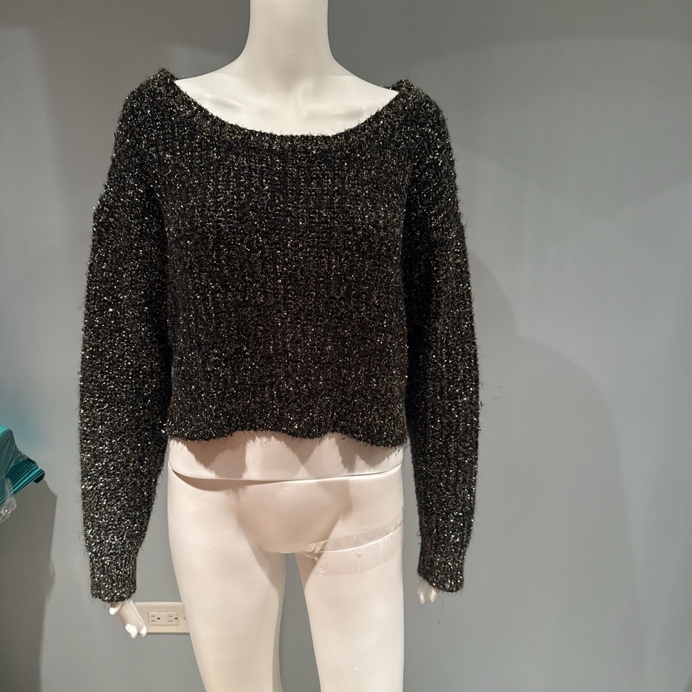 AKIRA Black and Silver Knit Sweater
